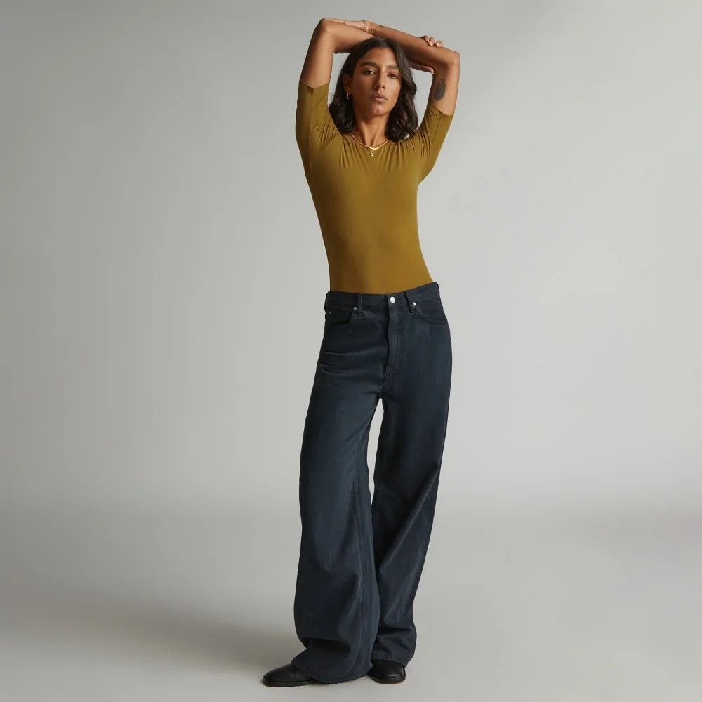 The Short-Sleeve Crew Neck Bodysuit | Tapenade | Bikini (4)