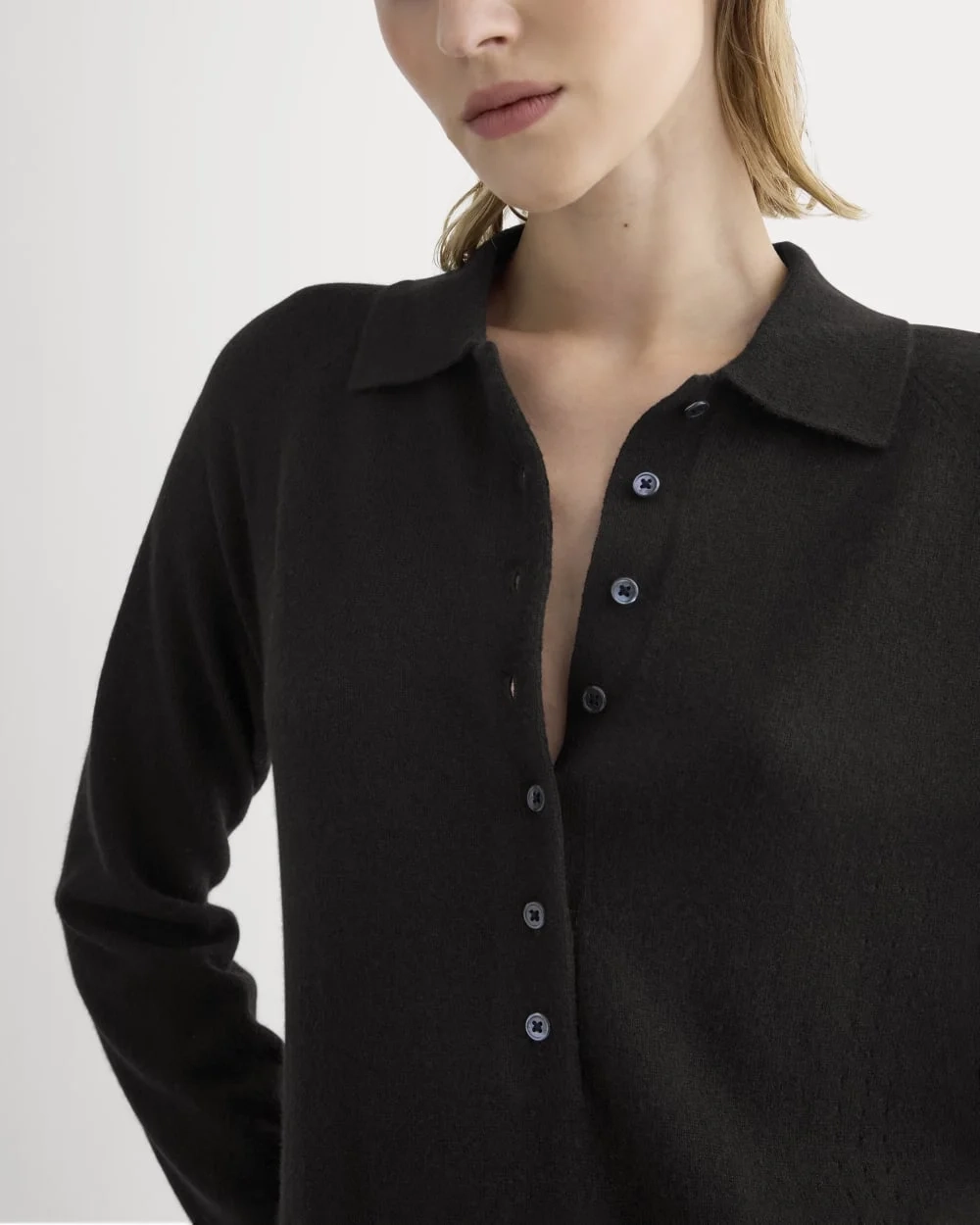 Cashmere Polo Midi Dress | Black (4)