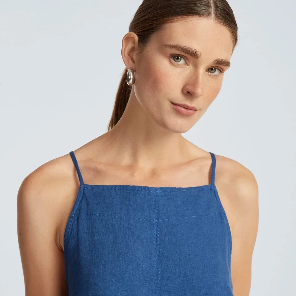 The Linen Apron Dress | Deep Blue (4)