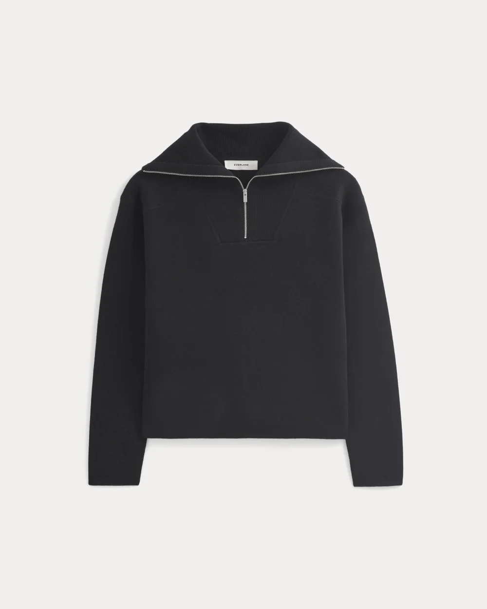 Double Knit Half-Zip in Cotton Merino | Black (6)