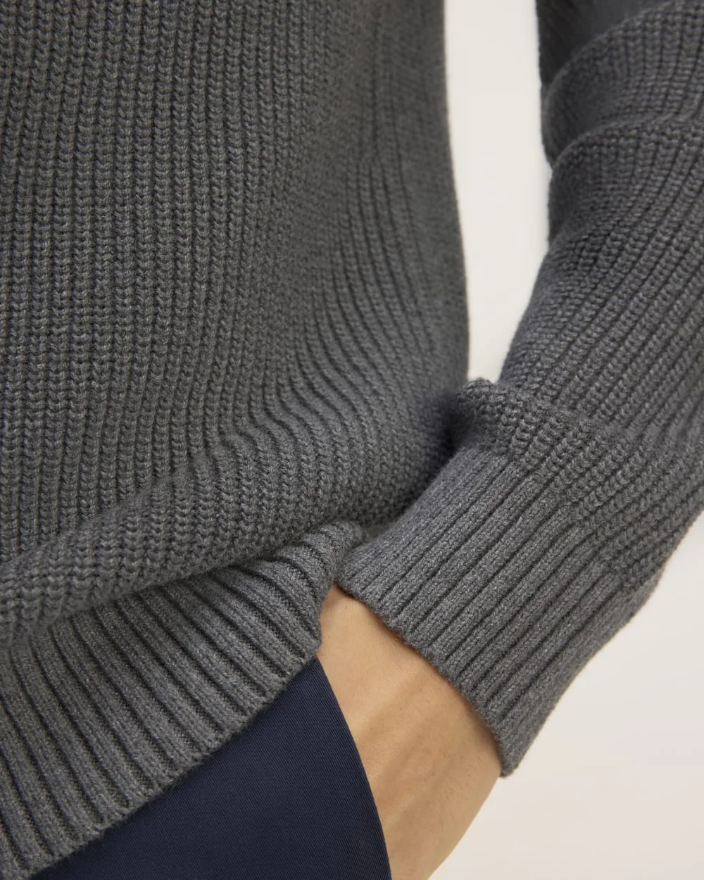The Cotton Chunky Rib Polo | Heathered Charcoal (3)
