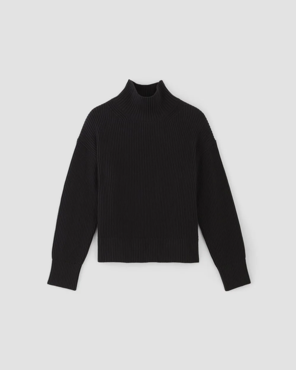 The Organic Cotton Ribbed Turtleneck | Black (4)