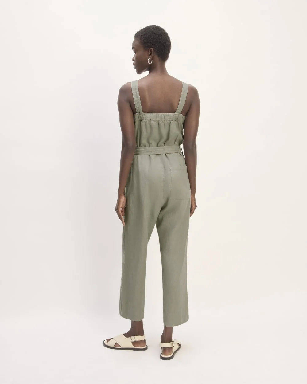 The Linen Side-Button Jumpsuit | Sage Green (4)