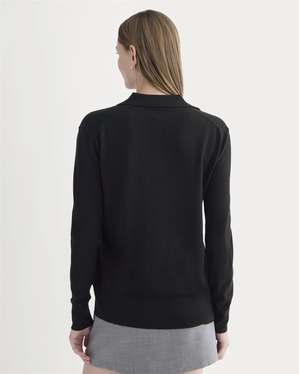 Oversized Polo Sweater in Cotton Merino | Black (2)