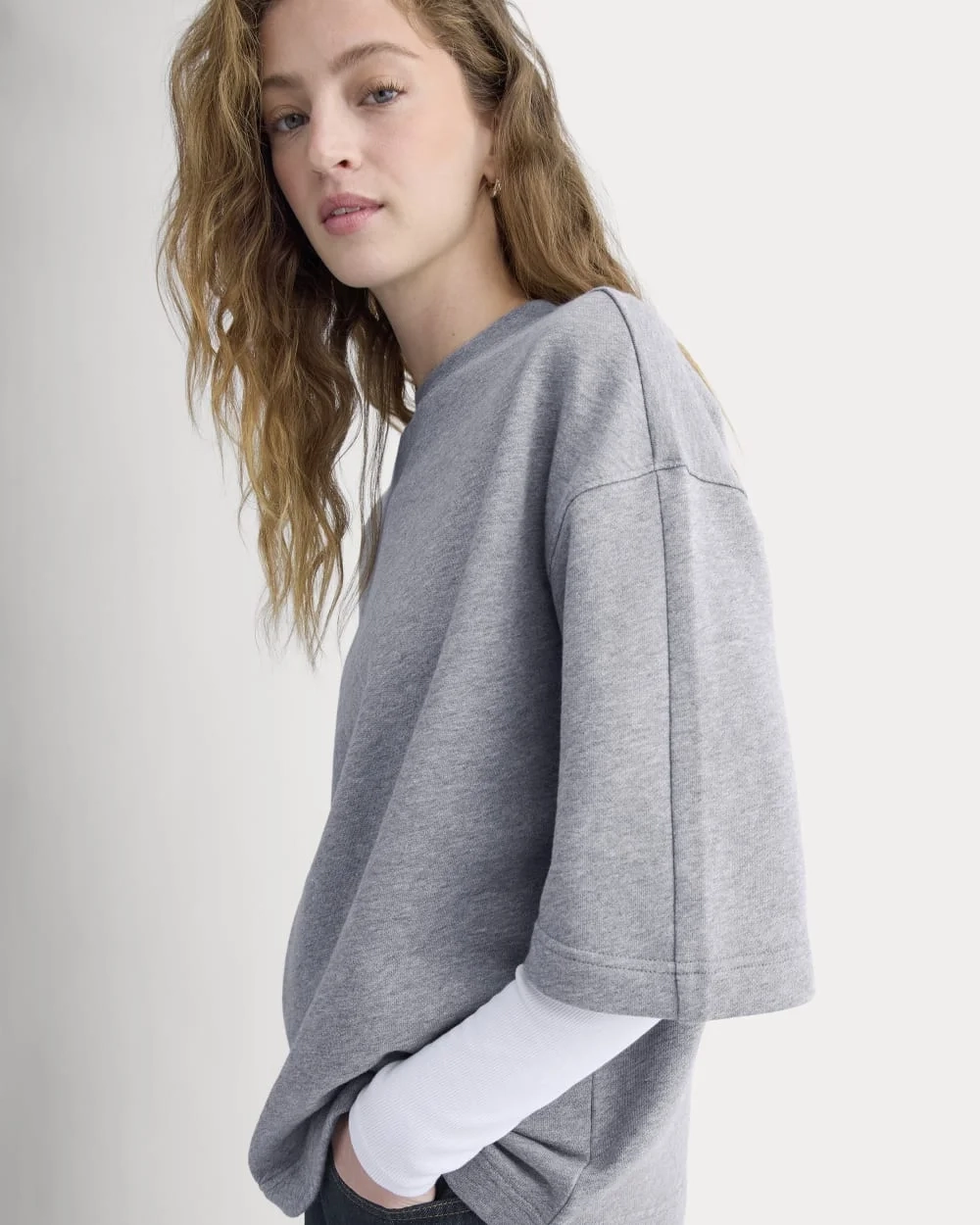 Lightweight Terry Oversized Tee | Vintage Heather Grey (3)