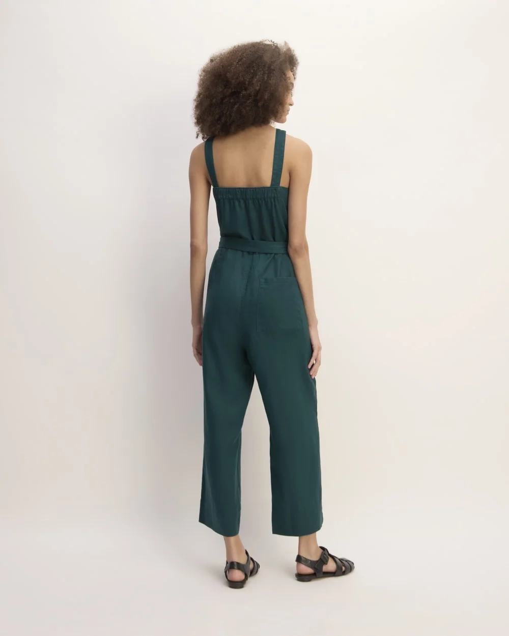 The Linen Side-Button Jumpsuit | Dark Sea (4)