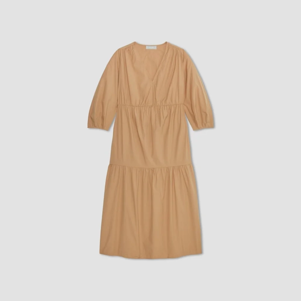 The Poplin Tiered Dress | Caramel (5)