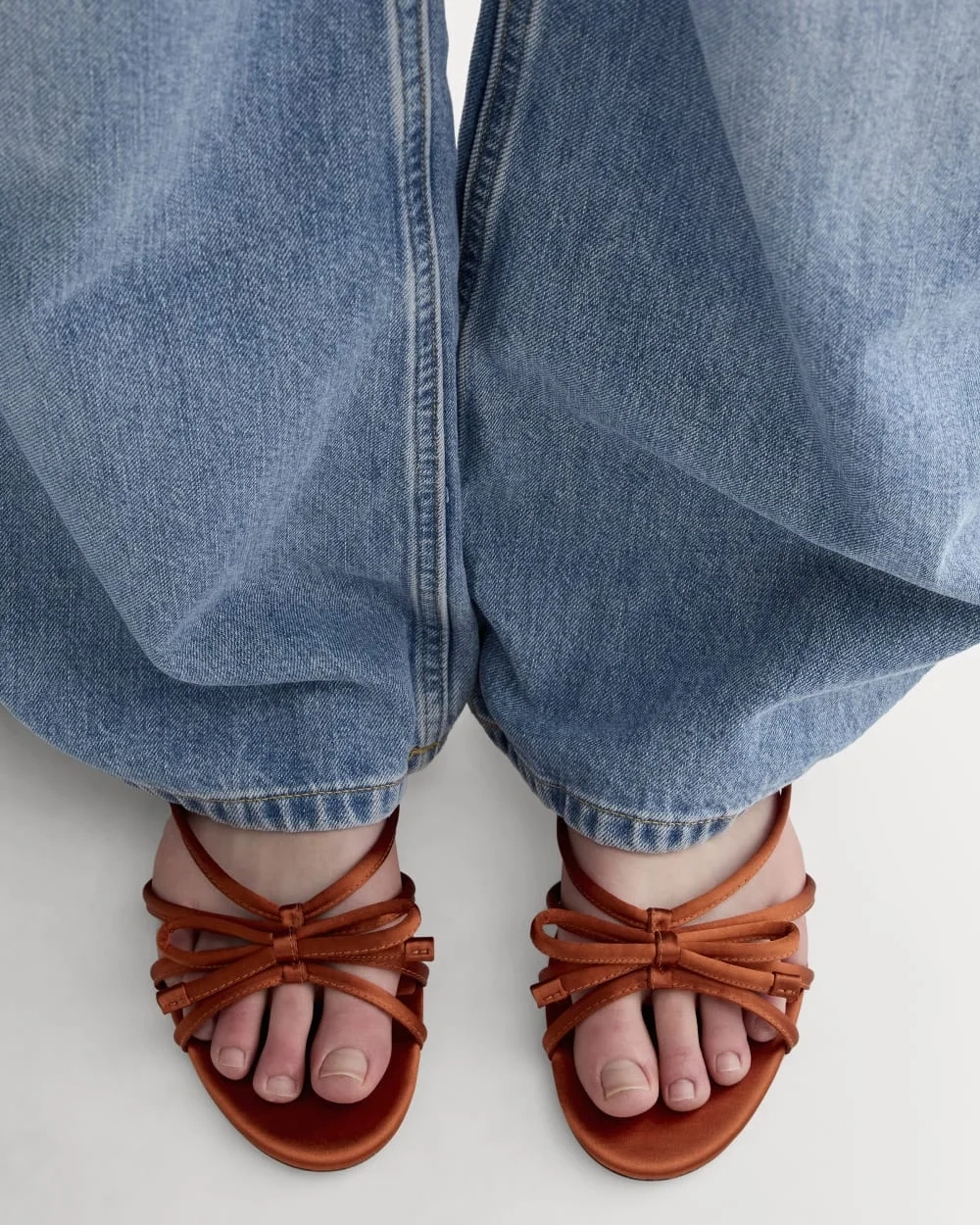 The Bow Sandal | Deep Amber Satin (2)