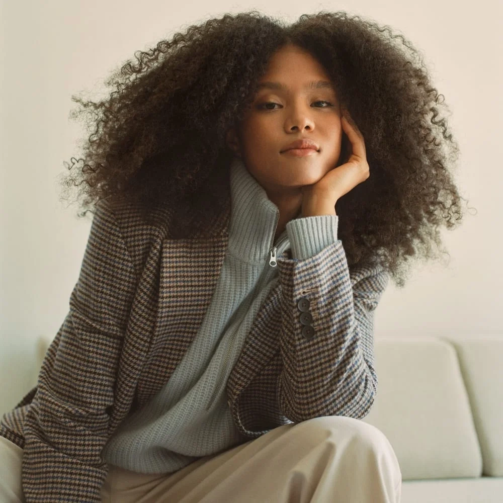 The ReWool® ’80s Blazer | Blue / Brown Houndstooth (3)