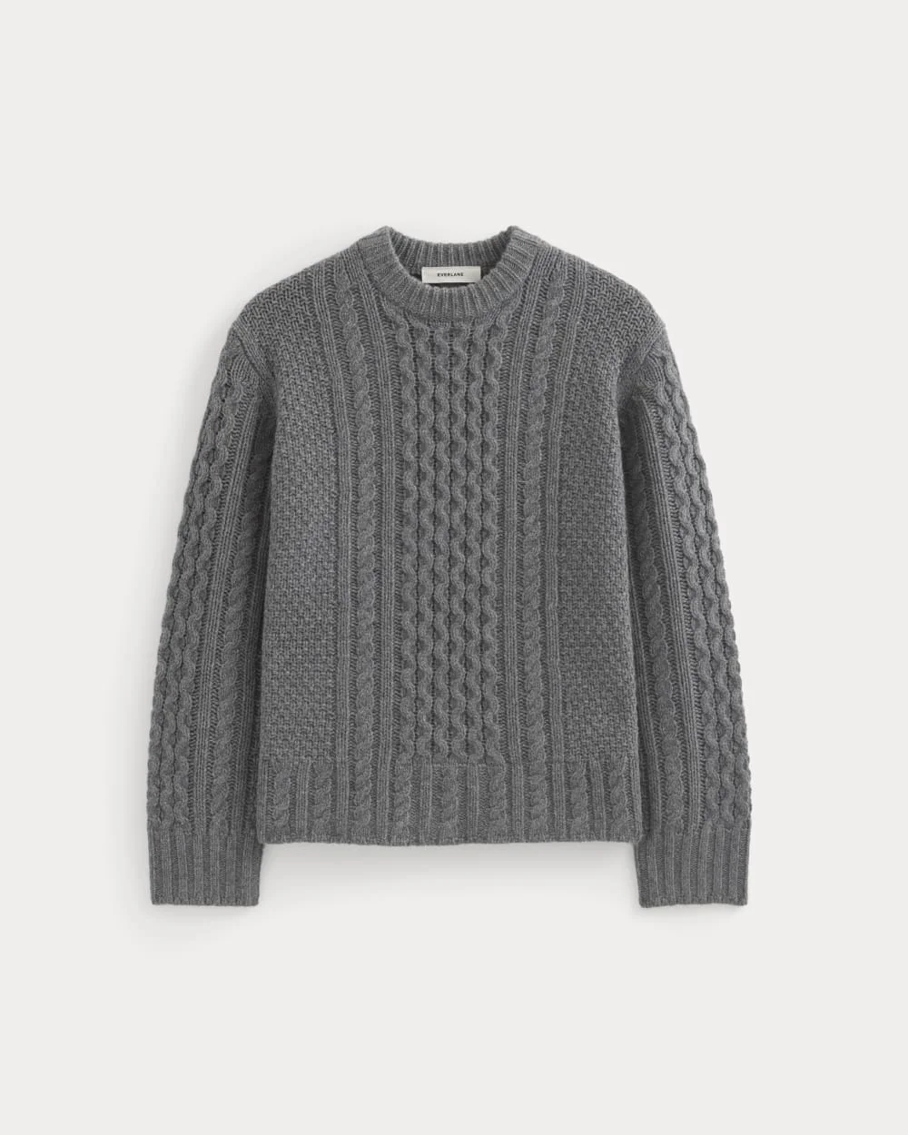 Cable Sweater in Luxe Merino | Heathered Mid-Grey (3)