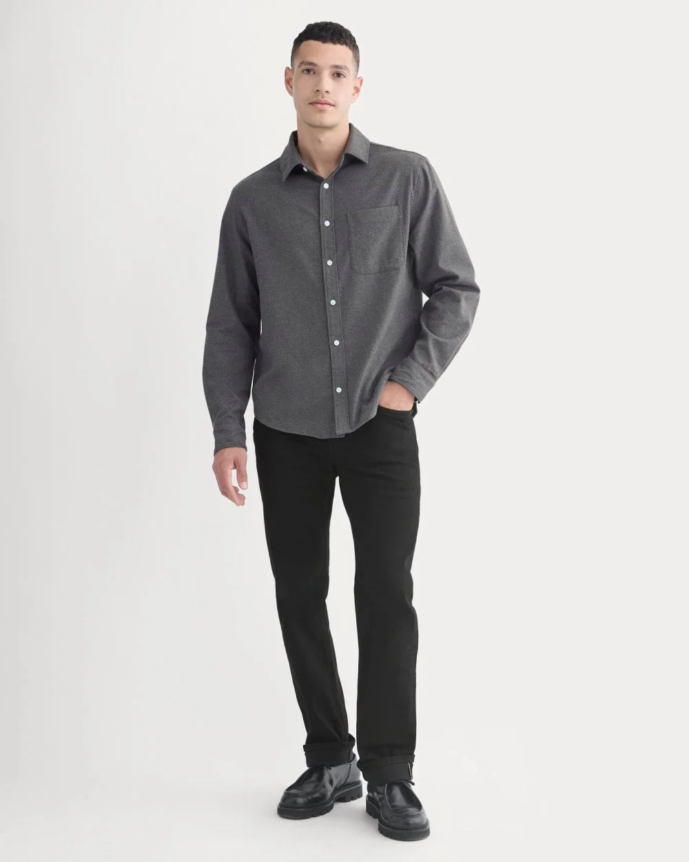 Brushed Flannel Shirt | Heathered Graphite (3)