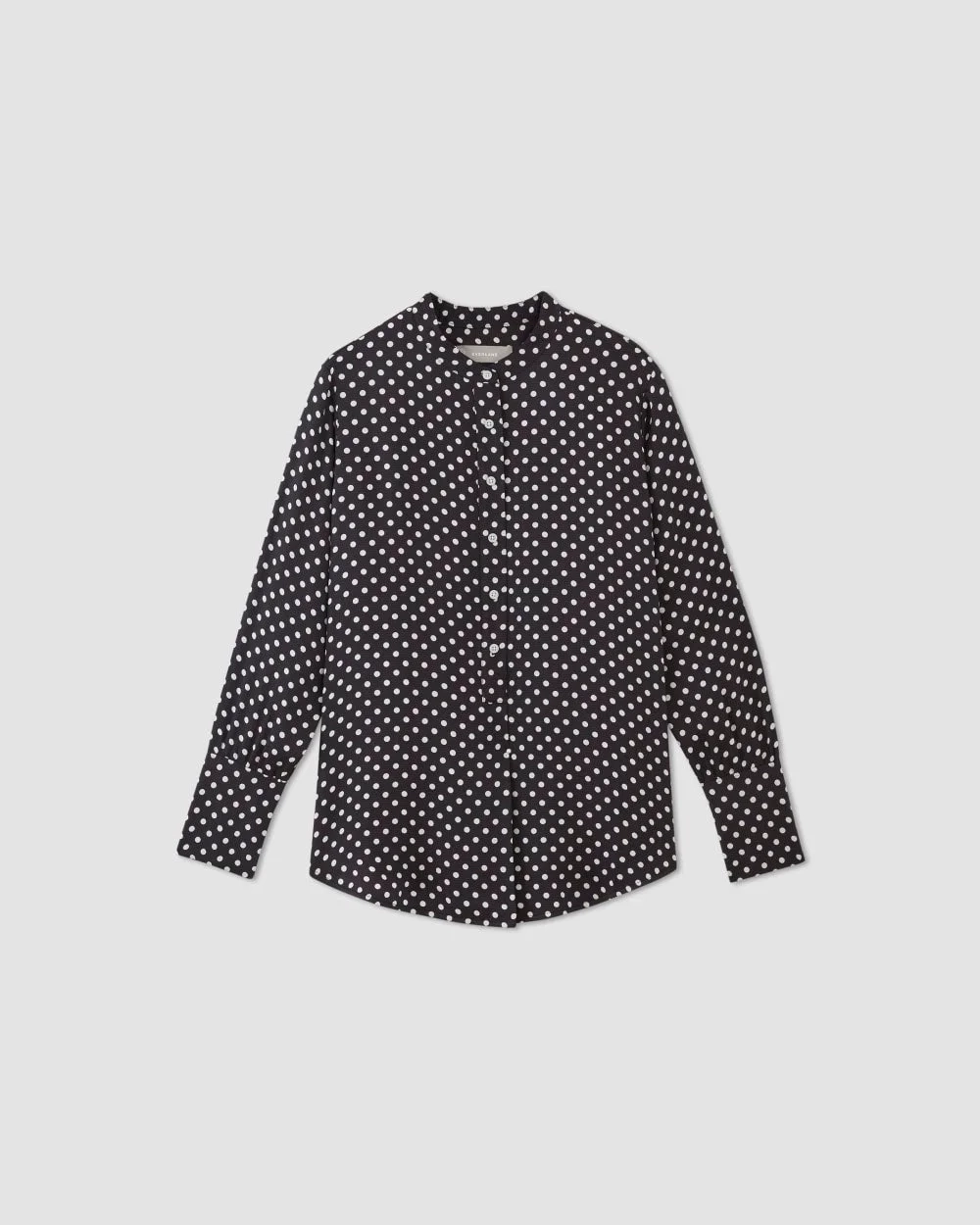 The Hammered Satin Popover Shirt | Black / Bone Polka Dot (3)