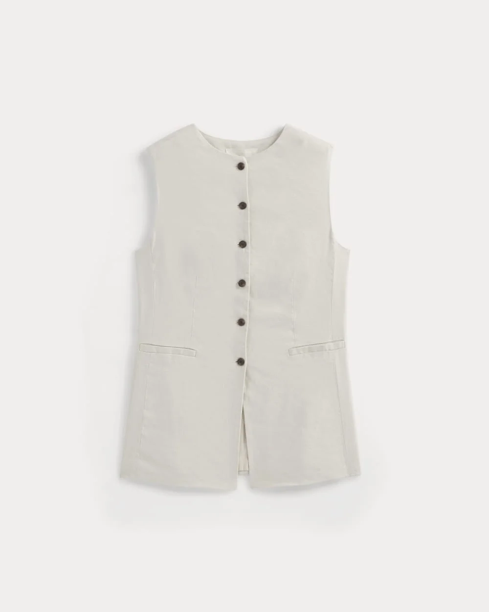 Long Vest in Stretch Linen | Birch (4)