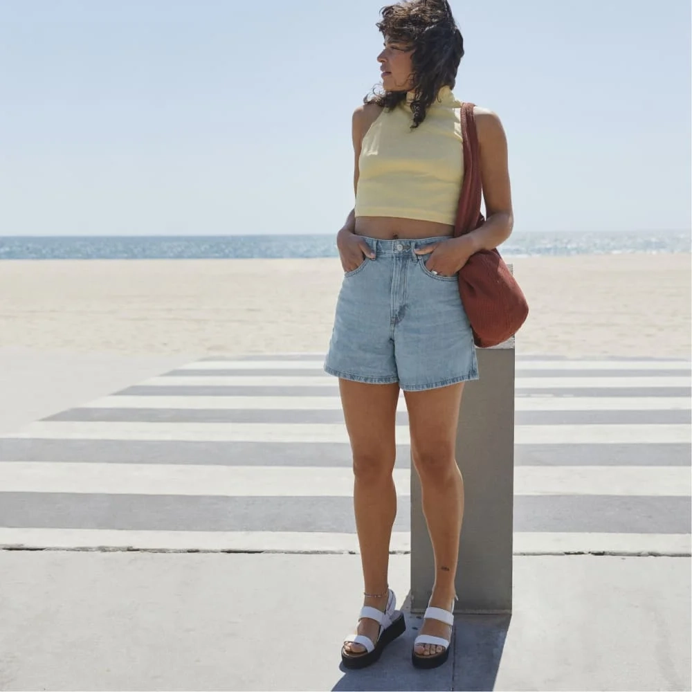 The A-Line Denim Short | Powder Blue (4)