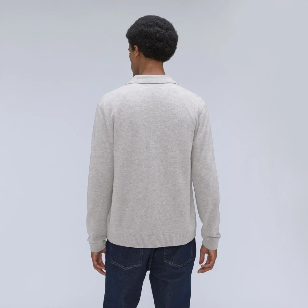 The Merino-Blend Sweater Polo |  Heathered Grey (4)