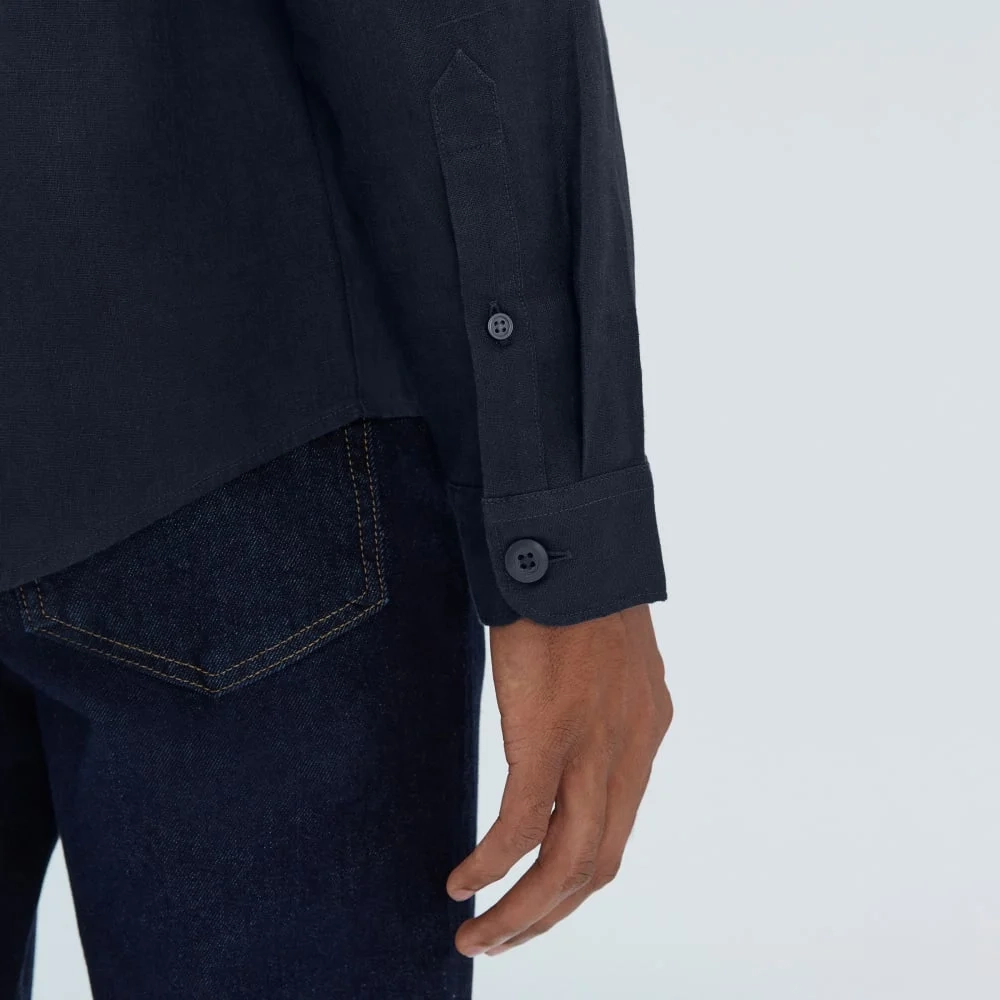 The Long Sleeve Linen Camp Shirt | Deep Navy (5)