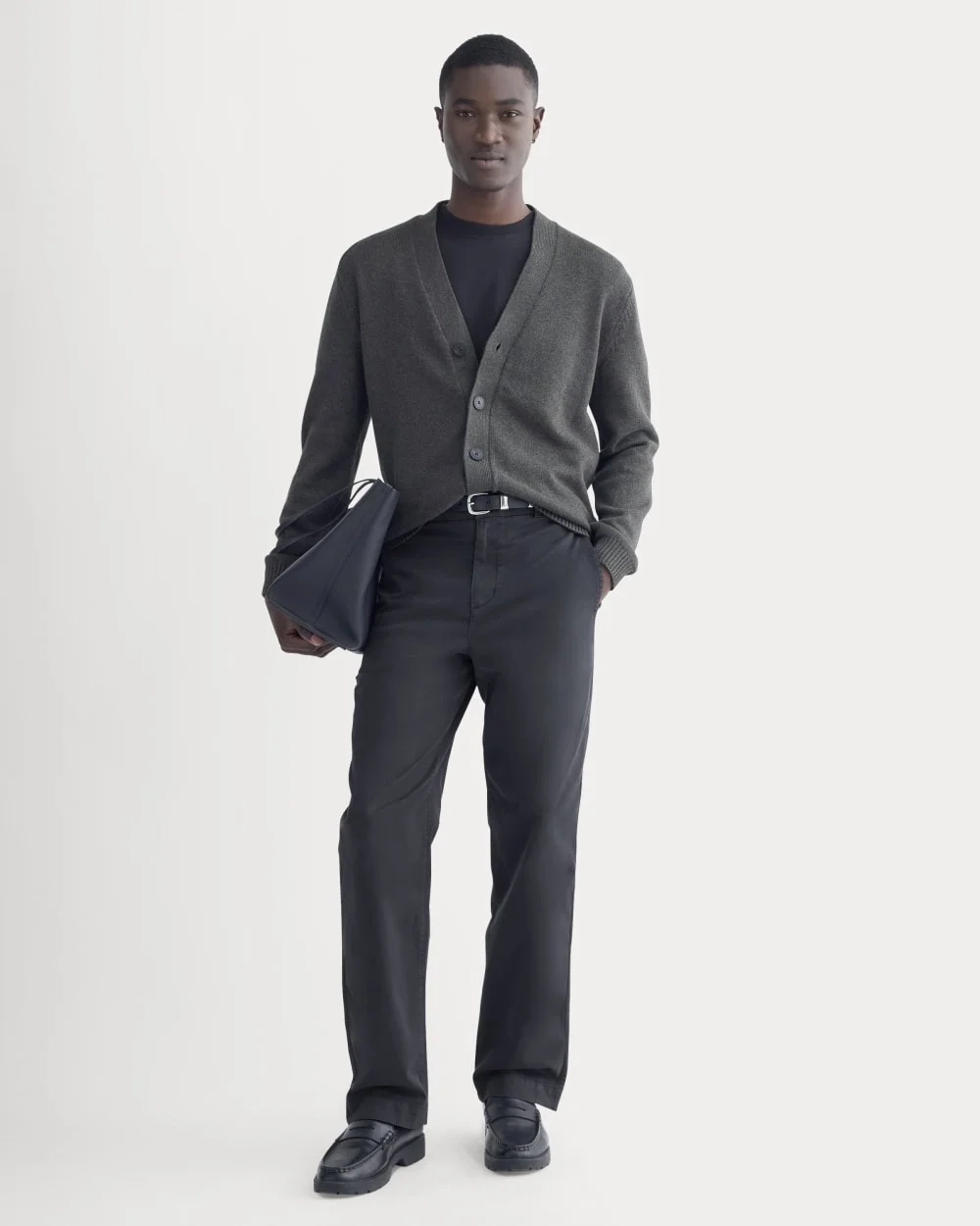 The Classic Cardigan in Everyday Cotton | Heathered Soot (5)