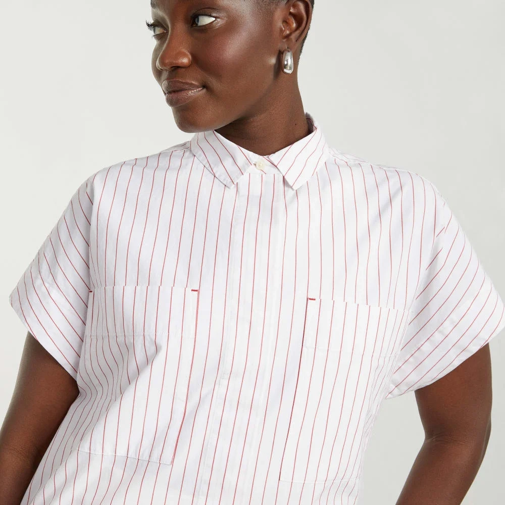 The Short-Sleeve Box Shirt | Red Pinstripe (4)