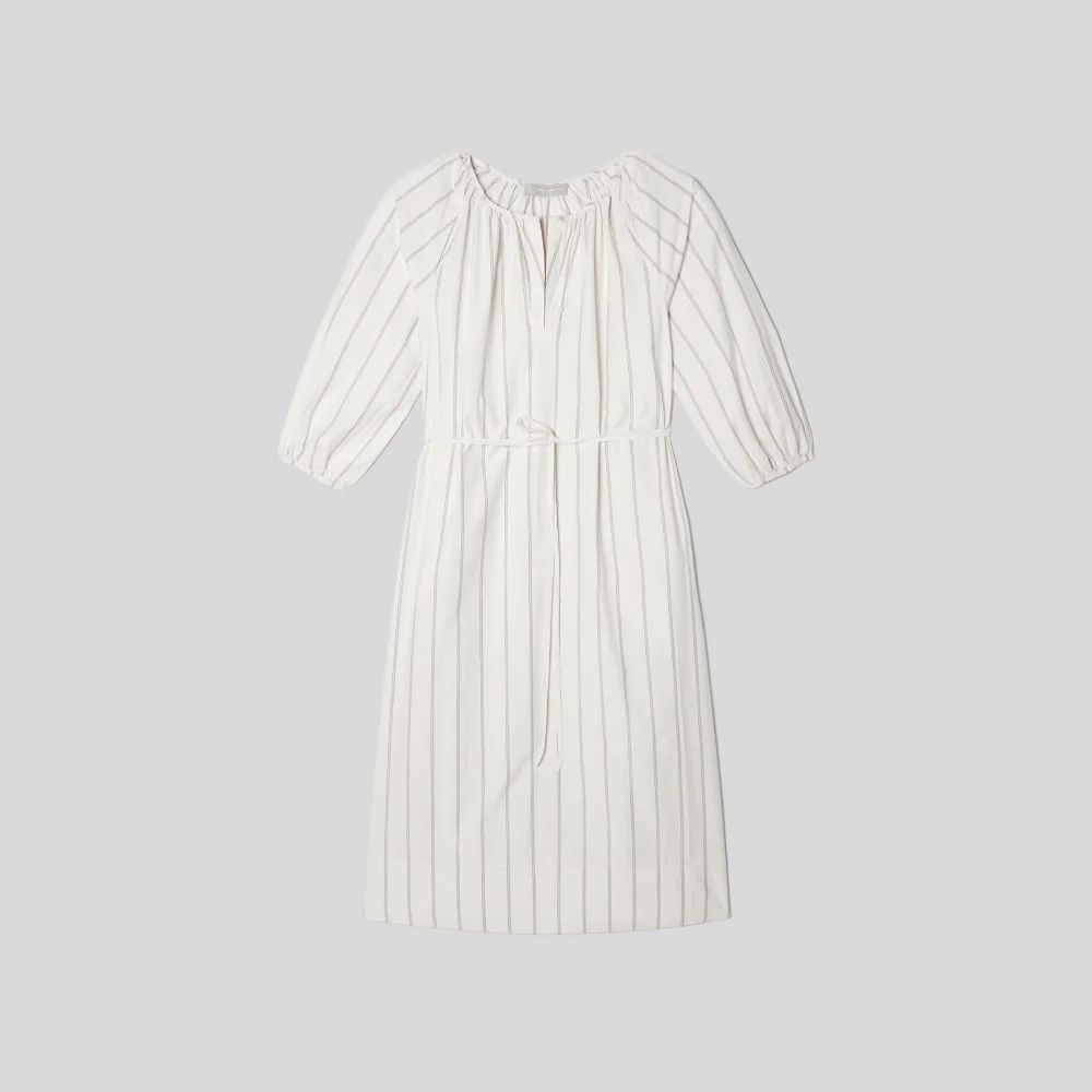 The Raglan Sleeve Poplin Dress | Black / Canvas Tan (3)