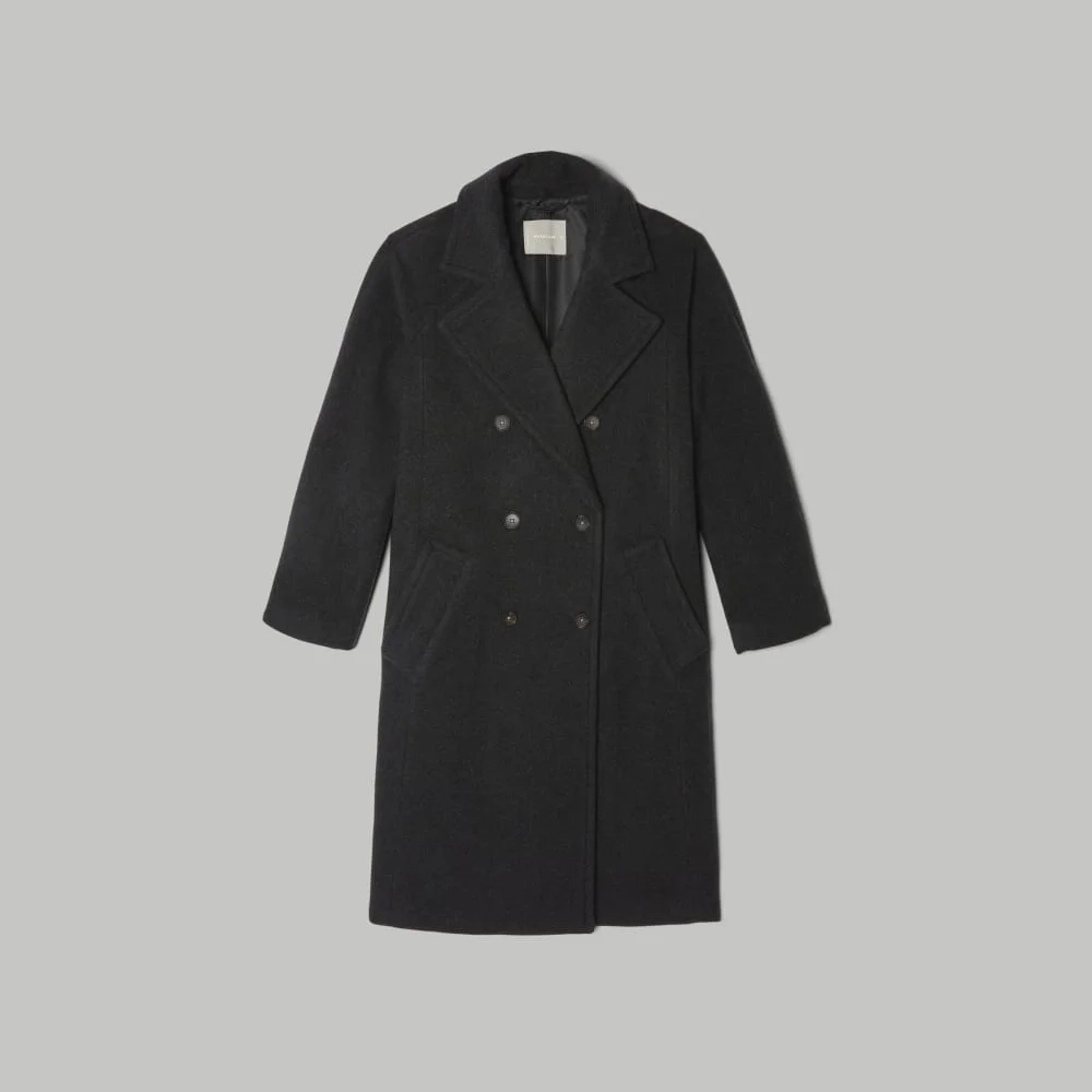 The Italian ReWool® Long Peacoat | Heathered Black (2)