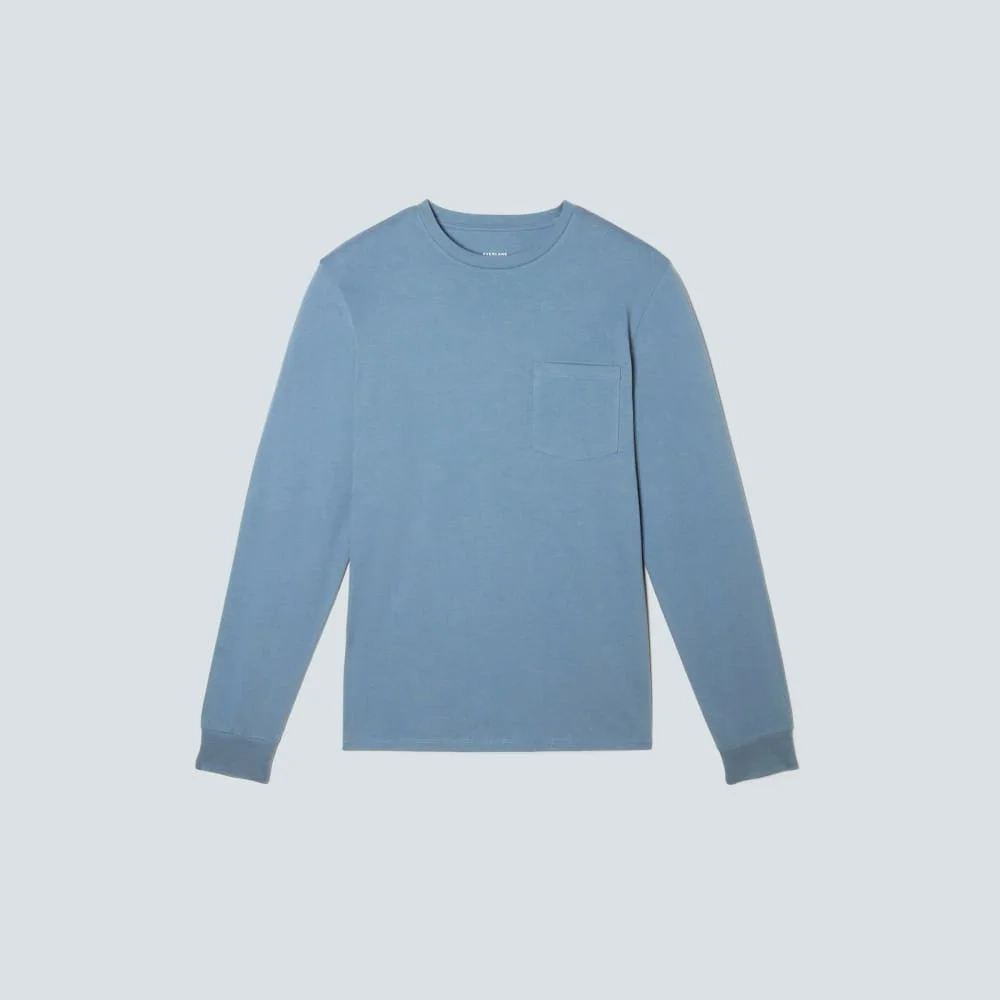 The Organic Cotton Long-Sleeve Pocket Tee | Greyish Blue (3)