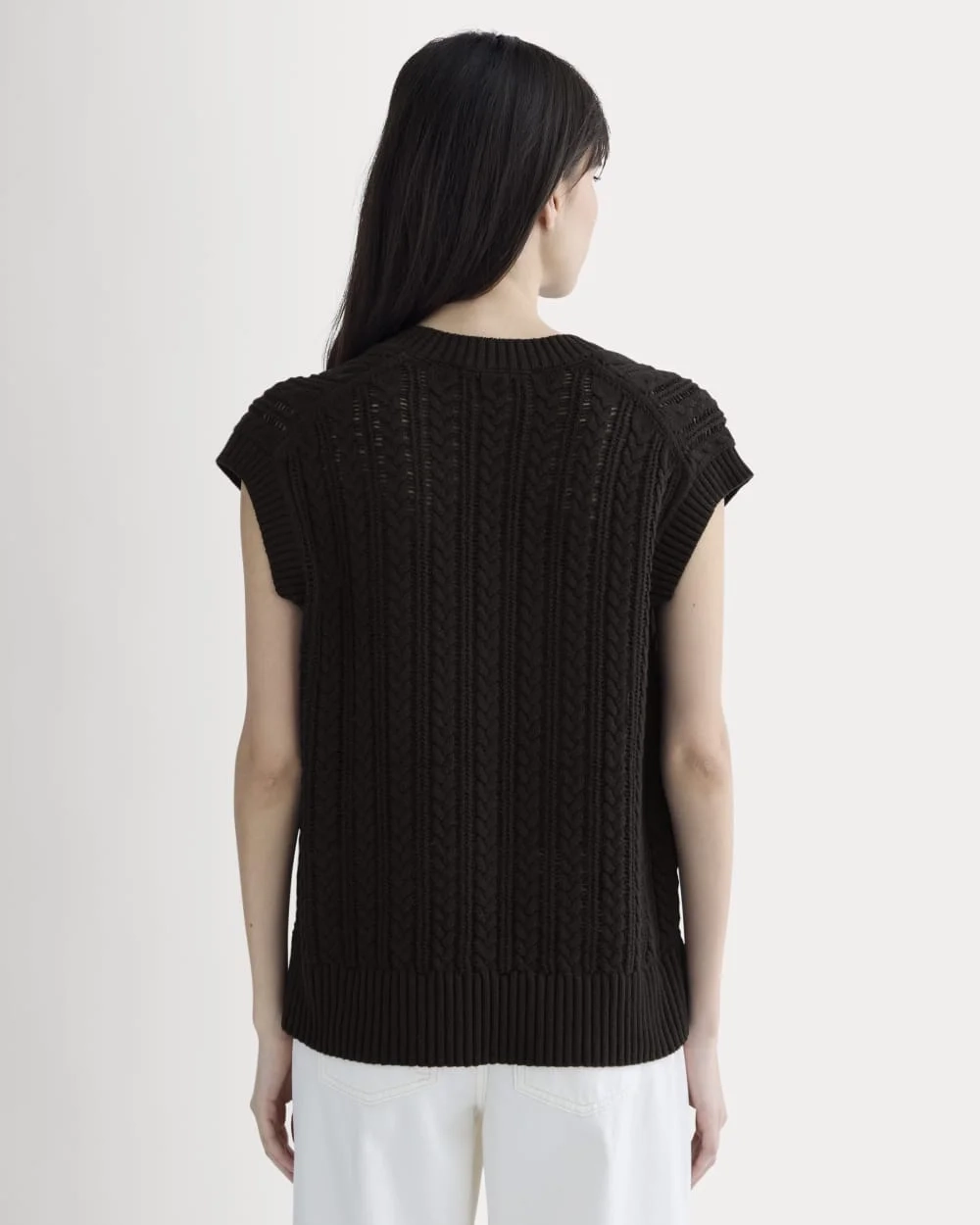 The Mesh Cable Vest in Everyday Cotton | Black (3)