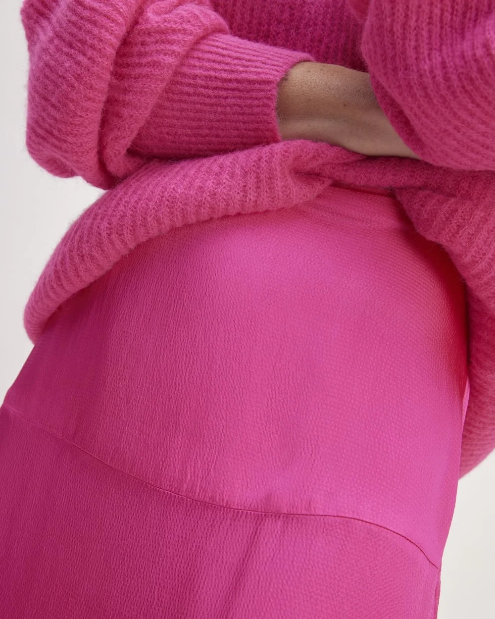 The Hammered Satin Slip Skirt | Fuchsia Pink (4)