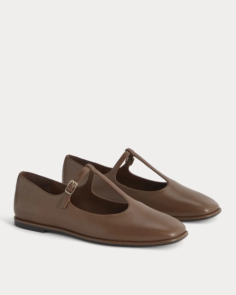 The Leather T-Strap Flat | Rum (5)