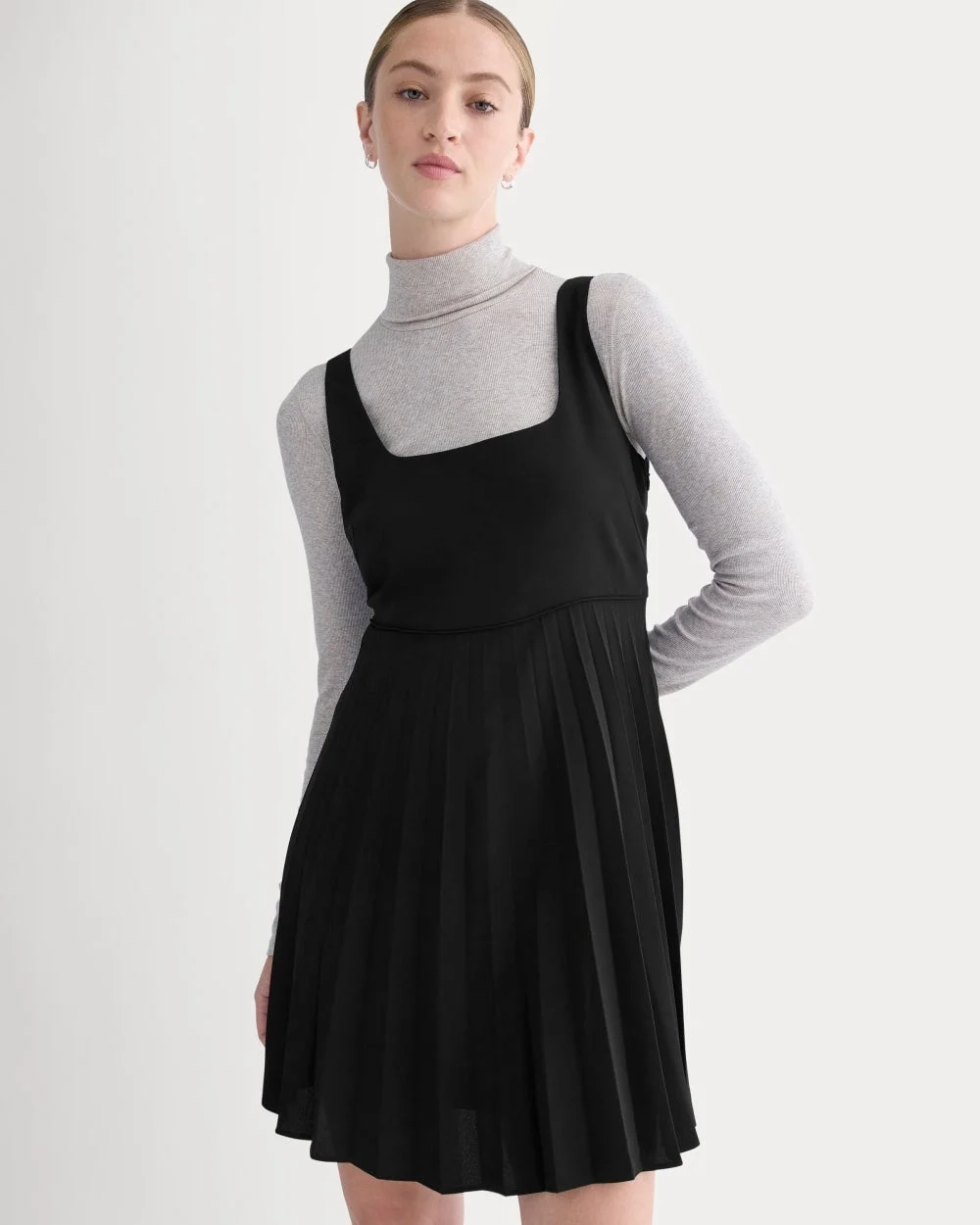Drapey Crepe Mini Dress | Black (3)