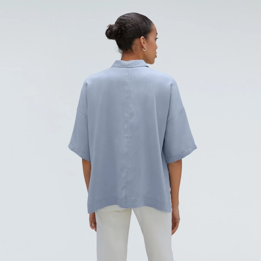 The Drapey Square Shirt | Blue Slate (2)