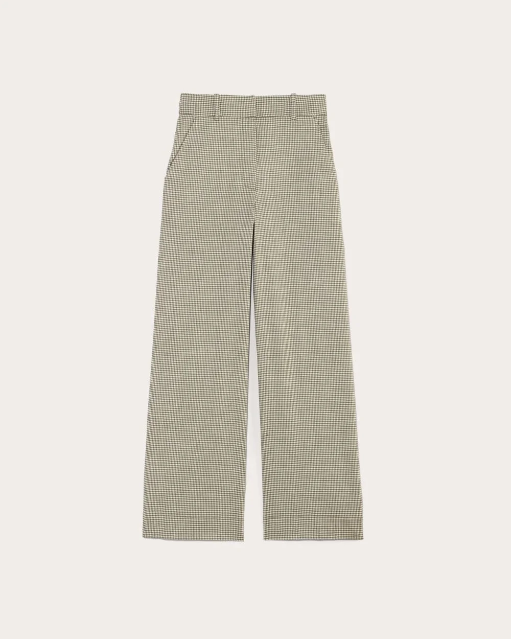 The Wide-Leg Pant in Stretch Linen | Deep Taupe Mini Gingham (2)
