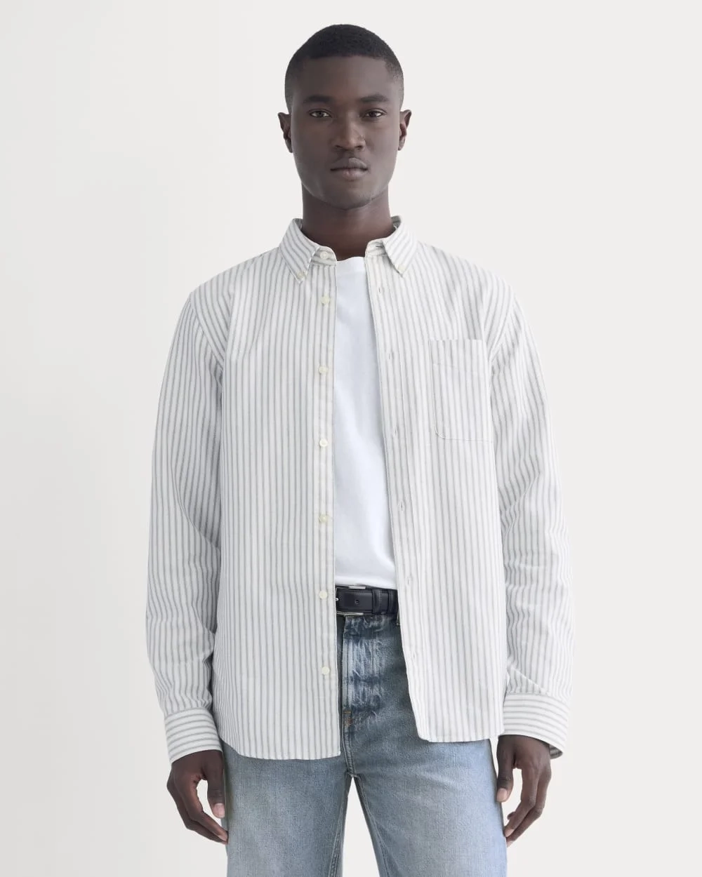 The Slim Oxford Shirt | Bone/Navy | Tall