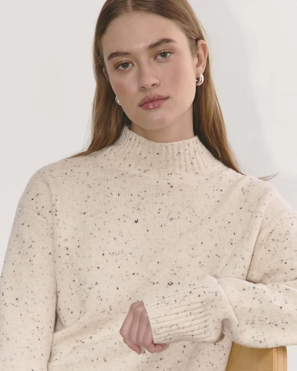 The Mockneck Sweater in Plush Cotton | Cream Confetti (4)