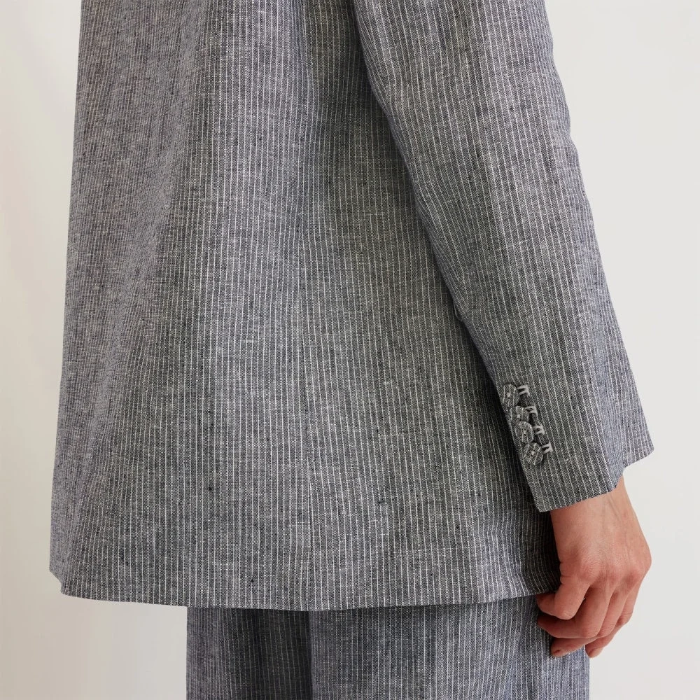 The Oversized Blazer in Linen | Canvas Tan / Navy (4)