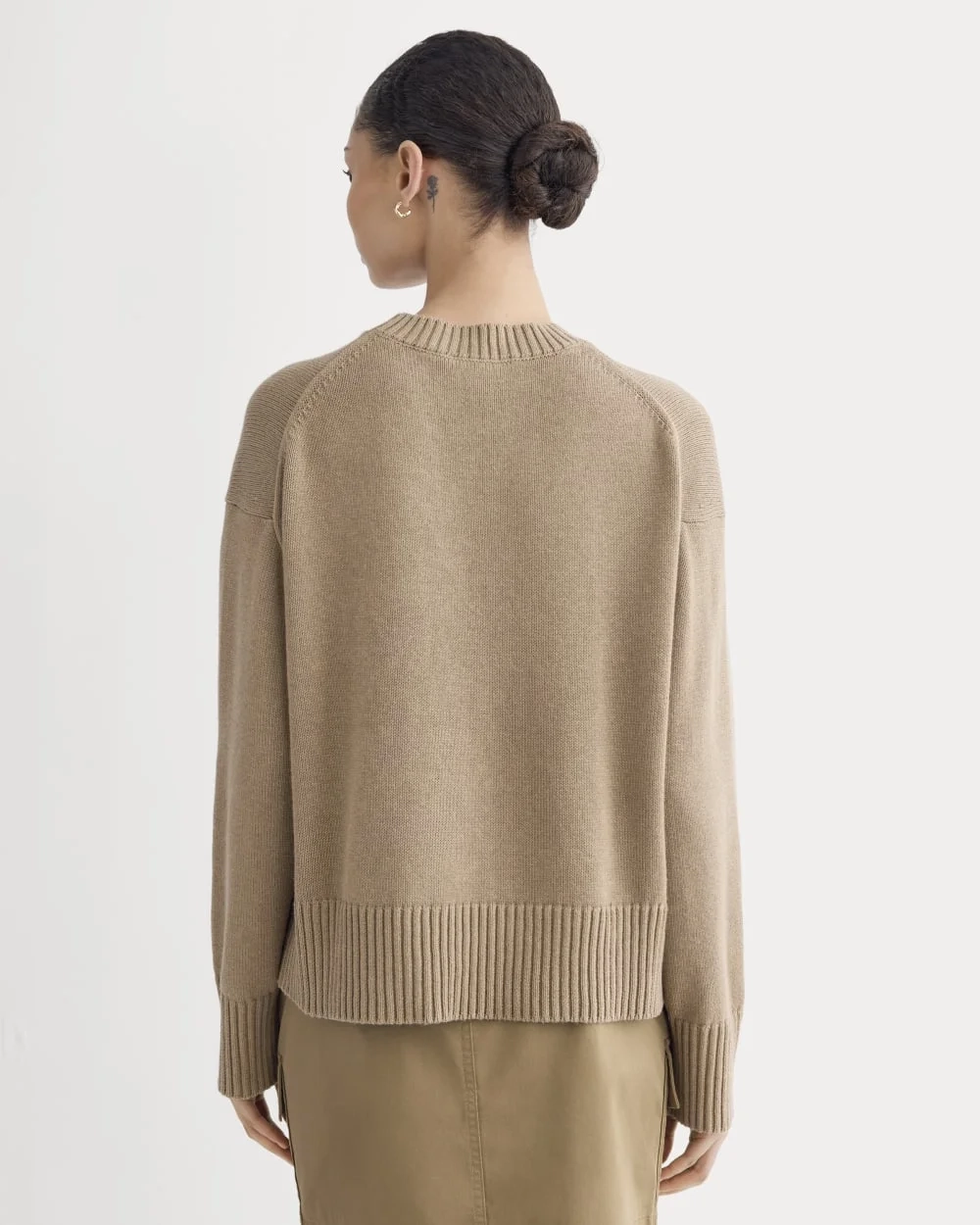The Boxy Sweater in Everyday Cotton | Dark Heathered Camel (4)