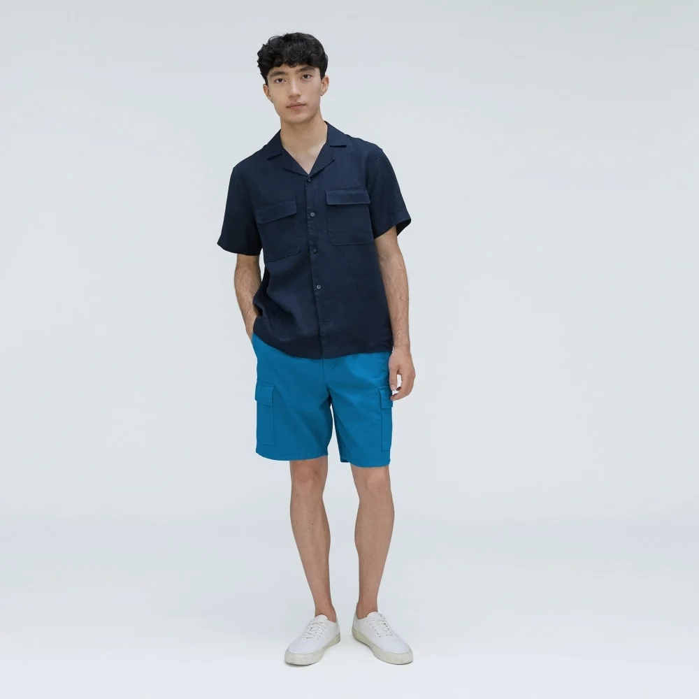 The Cotton Linen Short | Horizon Blue (3)