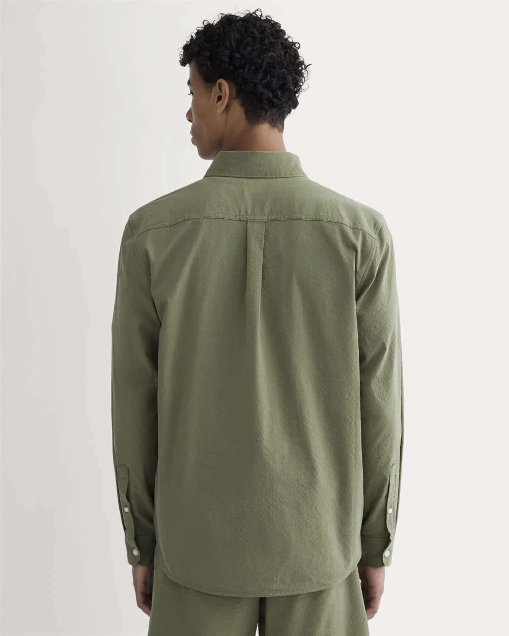 The Seersucker Long-Sleeve Shirt | Lichen Green (4)