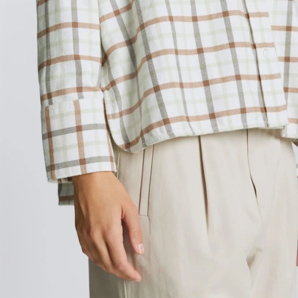 The Boxy Flannel | Seafoam / Tobacco Brown Plaid (3)