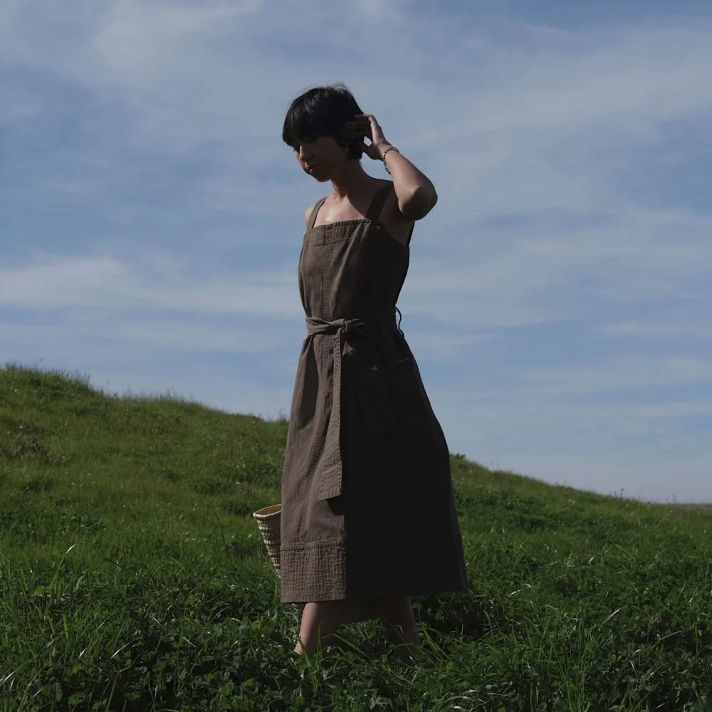 The Organic Cotton Herringbone Dress | Beech (5)