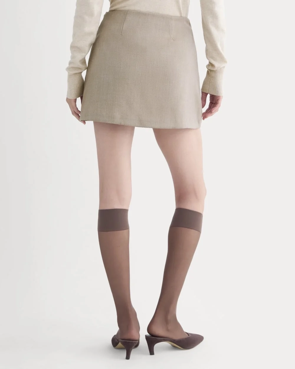 Wrap Mini Skort in Tailor Twill | Light Taupe (5)
