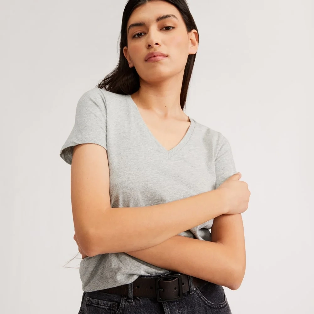 The Organic Cotton V-Neck |  Heathered Grey (3)
