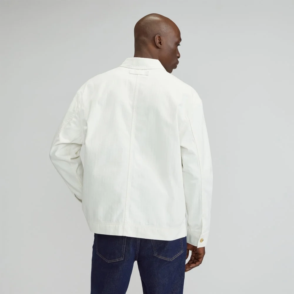 The Organic Cotton Herringbone Utility Jacket | Bone (5)