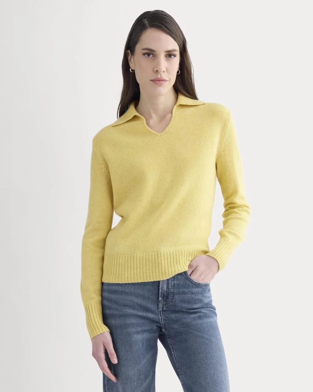 Cashmere Polo Sweater | Double Cream Heather (5)