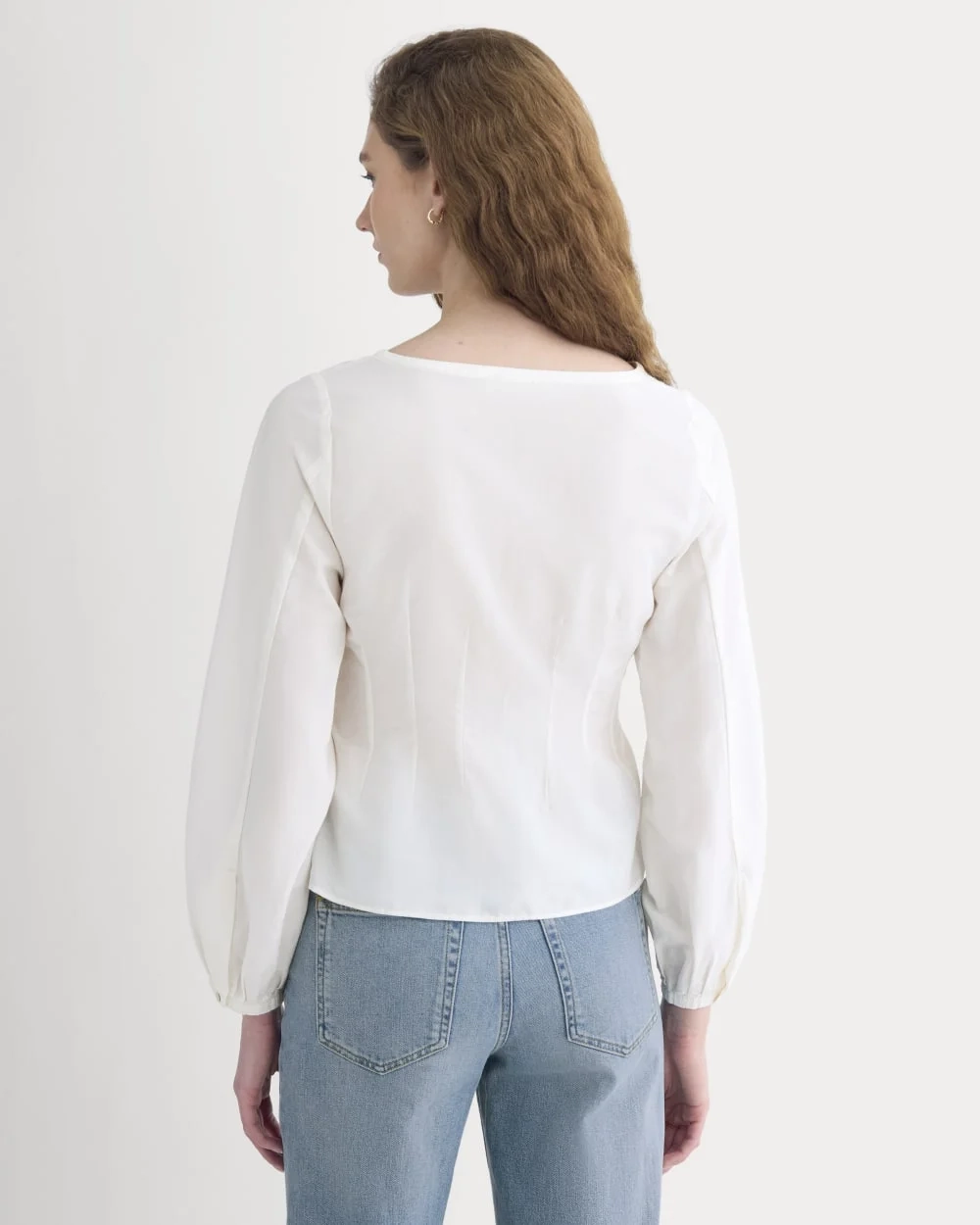 Balloon Sleeve Top in Cotton Silk | Bone (5)