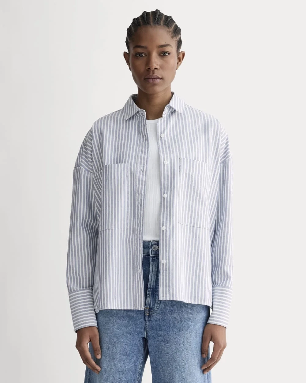 The Boxy Oxford | Bone / Mazarine Blue