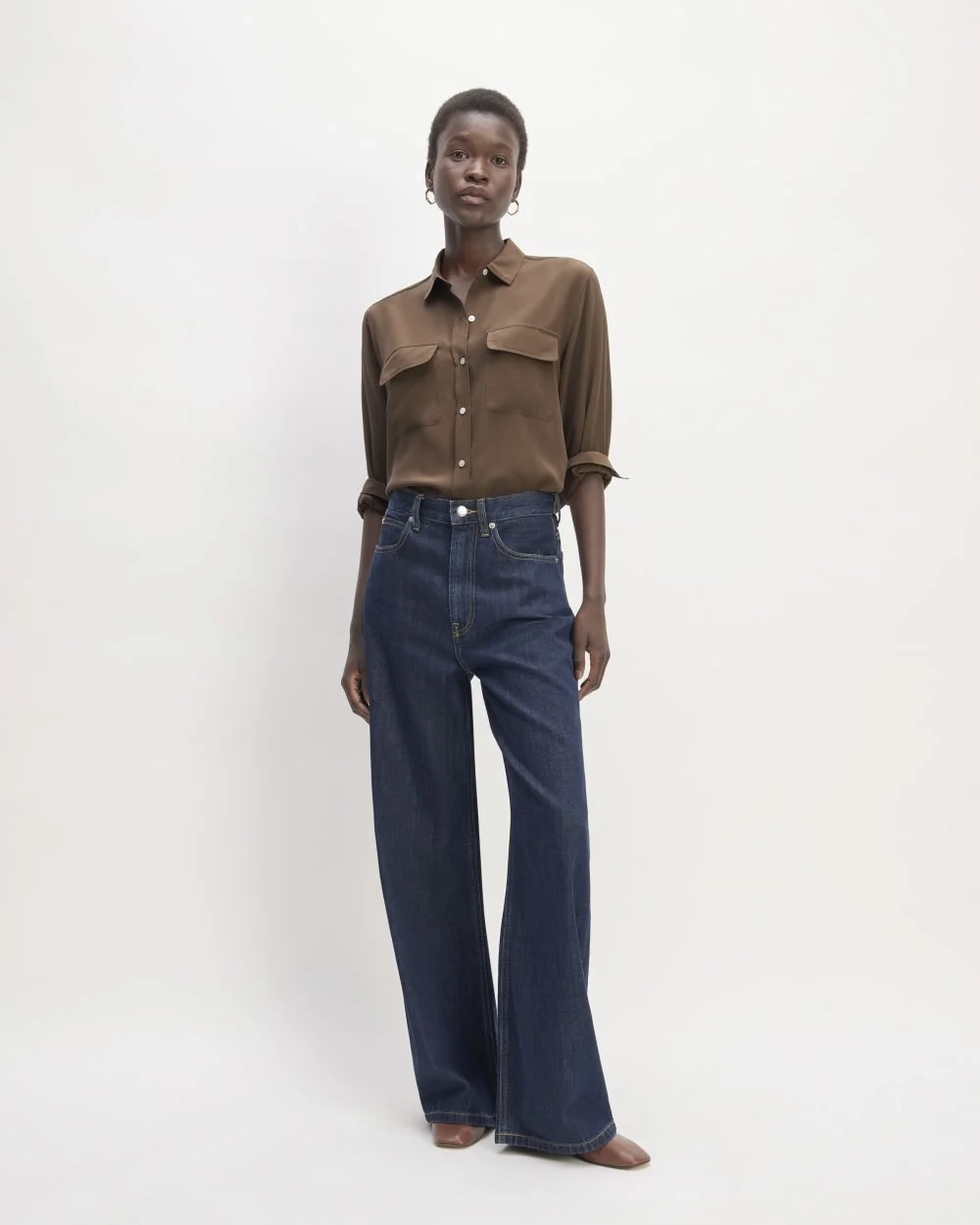 The Utility Shirt in Washable Silk | Cocoa (5)