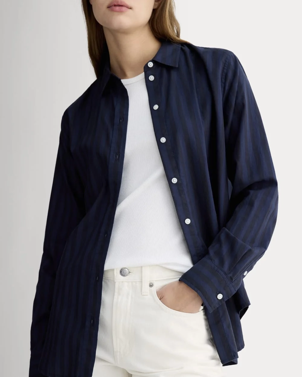 The Must-Have Shirt in Silky Cotton | Navy / Black (2)