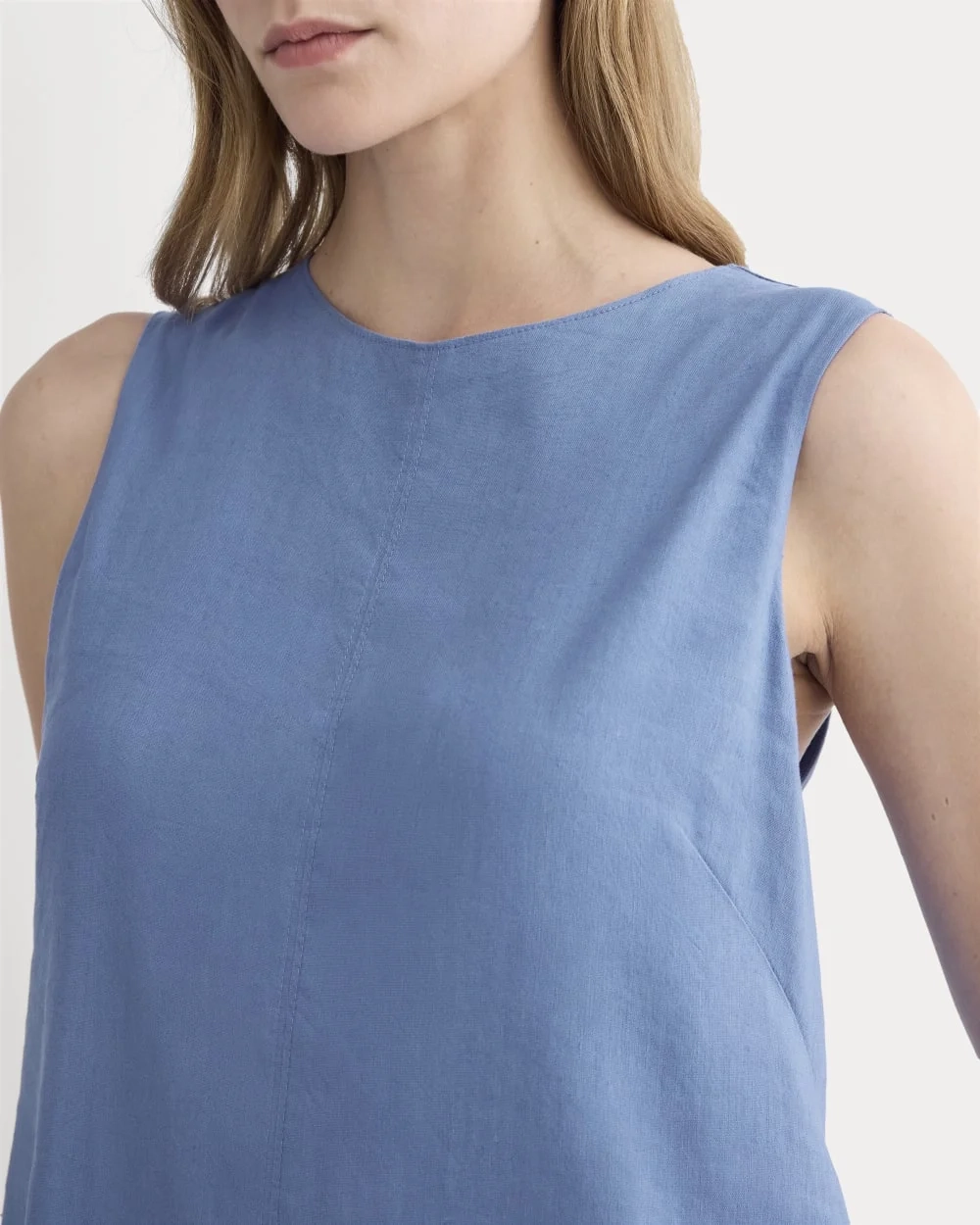 The Shift Dress in Stretch Linen | Bluebell (2)