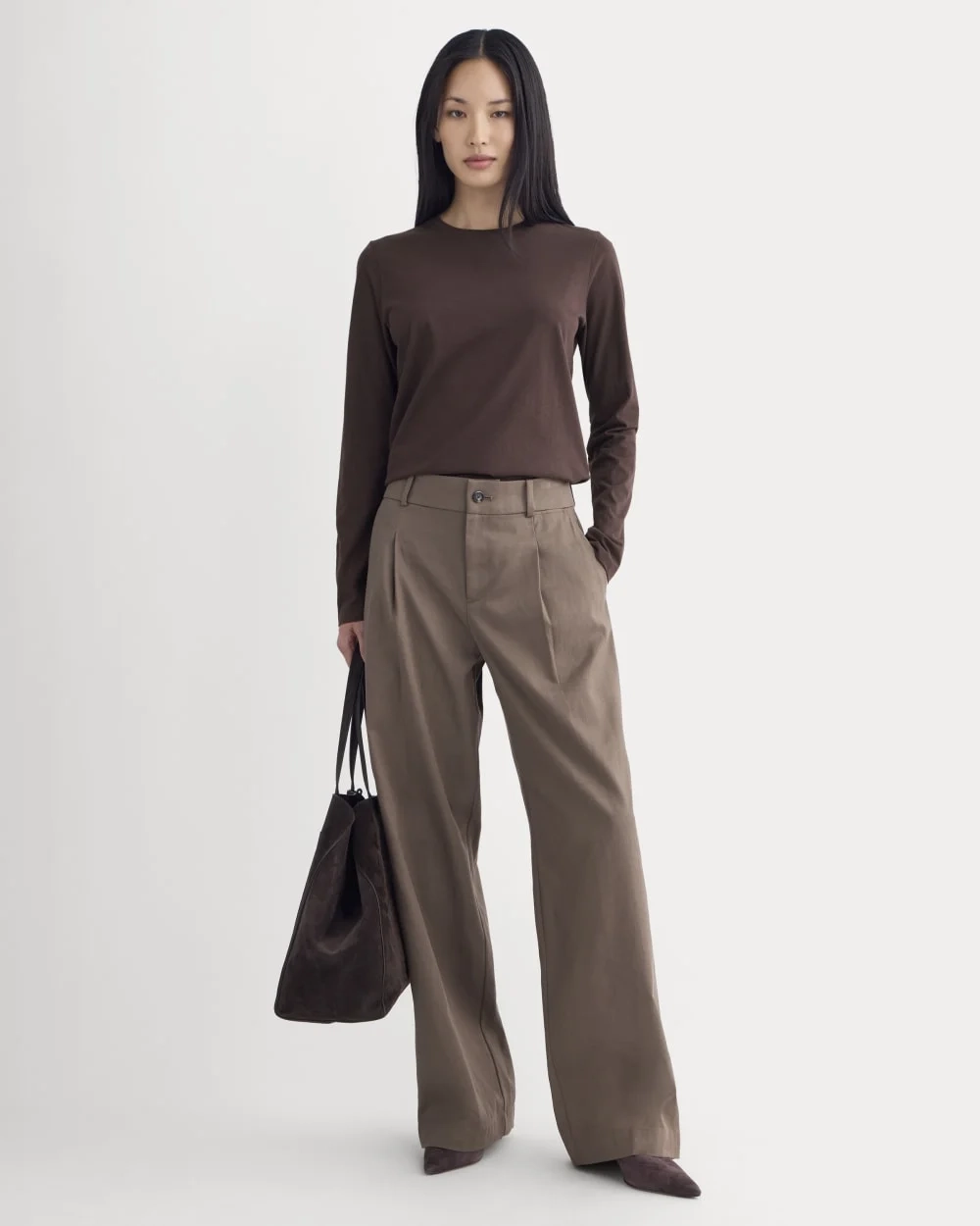 The Slim Long-Sleeve Crew in Essential Cotton | Dark Chocolate (4)