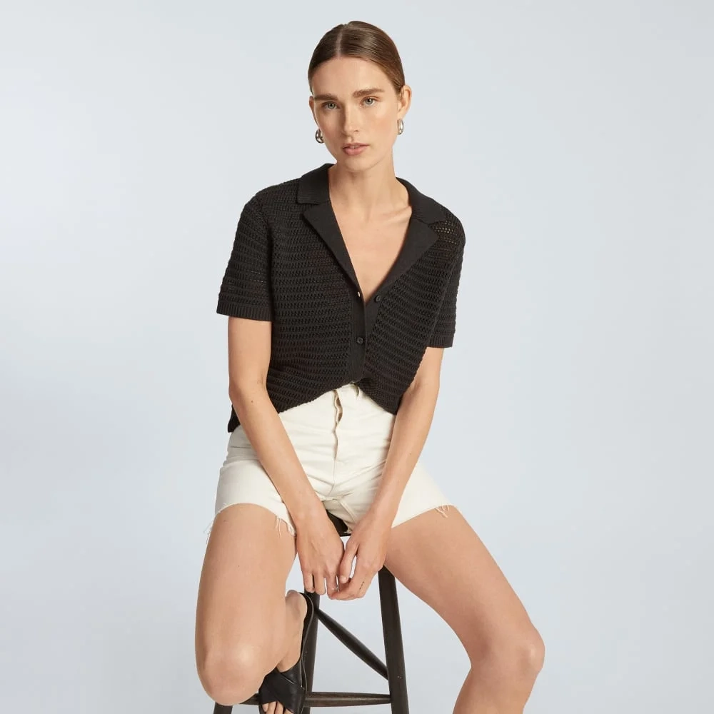 The Crochet Knit Polo | Black (4)